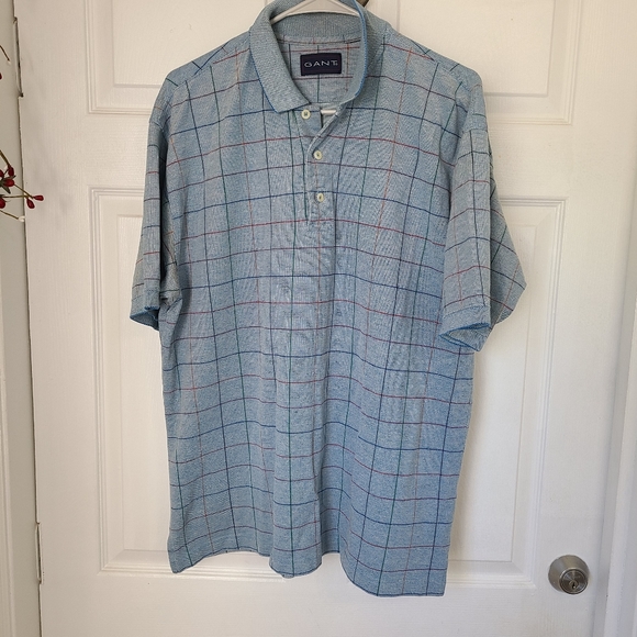 (173) Gant Men's Classic Short Sleeve Three Button Polo Shirt,Size: XXX, Blue - Picture 1 of 10